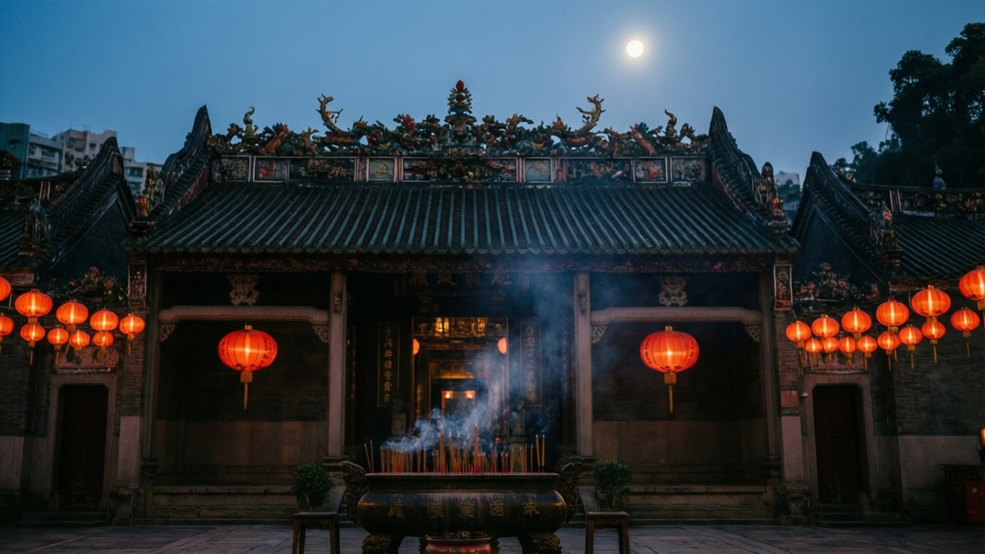 暮色文武廟寧靜 壁紙
