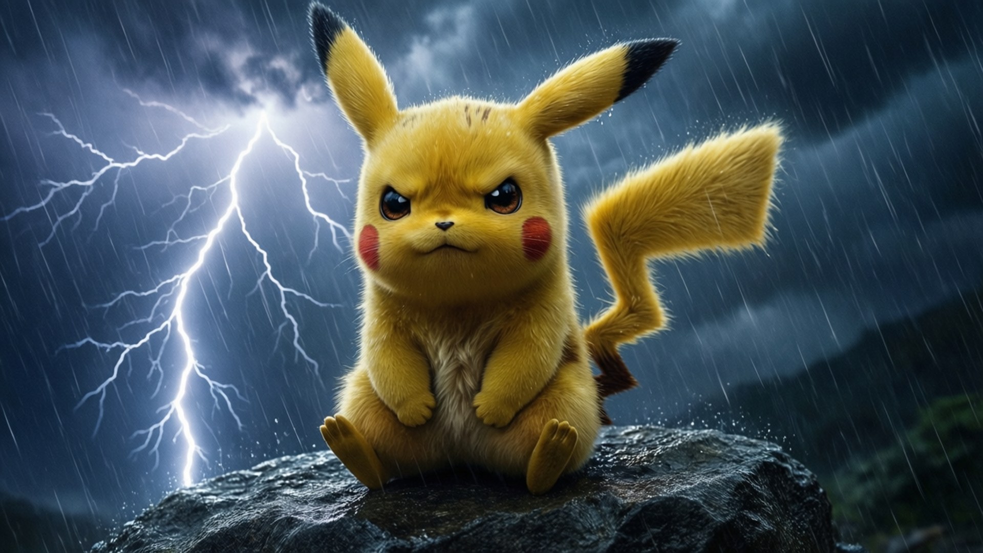 暴風雨中的比卡超 壁紙