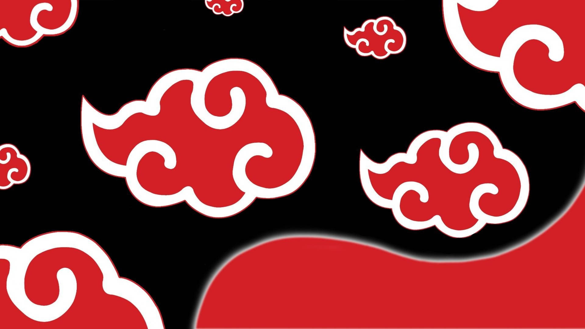黑色背景上帶白色輪廓和紅色波浪的紅色風格化雲朵。
