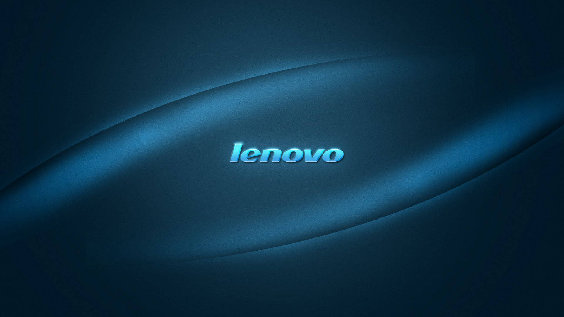 Lenovo 品牌標誌居中於帶有光線條紋的藍色漸變背景上。