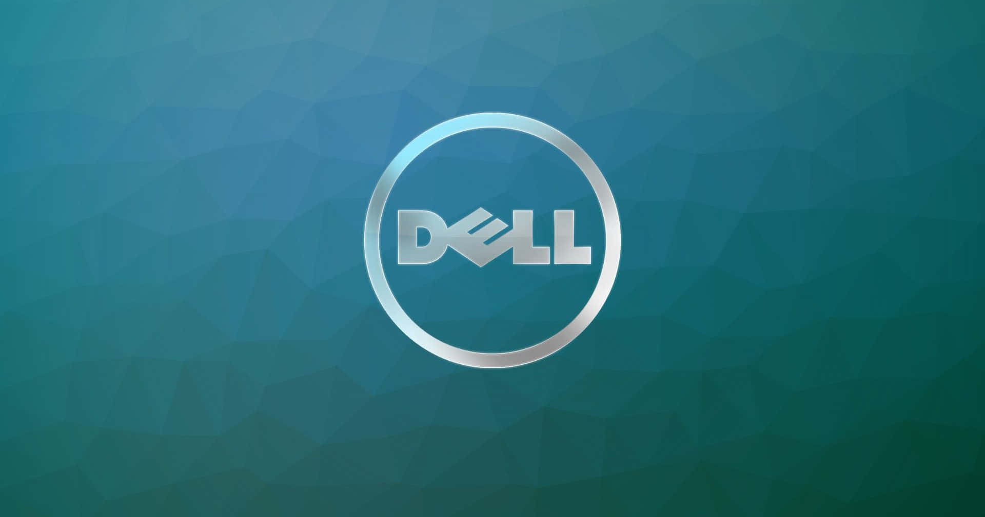 青綠色多邊形背景上的Dell標誌