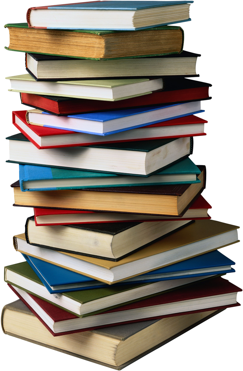 書籍堆疊 壁紙 — 一堆色彩繽紛的精裝書和平裝書高高堆起，搖搖欲墜，背景是純黑色。