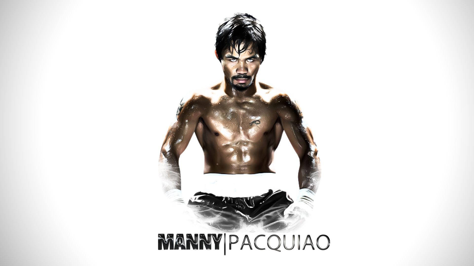 汗流浹背的拳擊手Manny Pacquiao戴上拳擊手套，眼神專注。