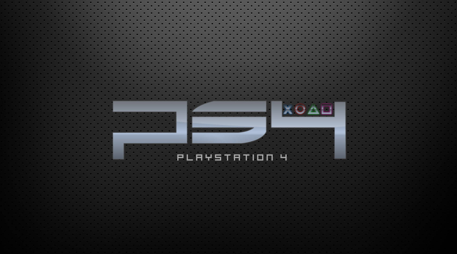 深色穿孔金屬背景上的 PlayStation 4 標誌