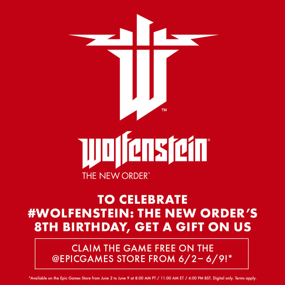 Wolfenstein The New Order 在 Epic Games Store 上提供免費遊戲的宣傳廣告。