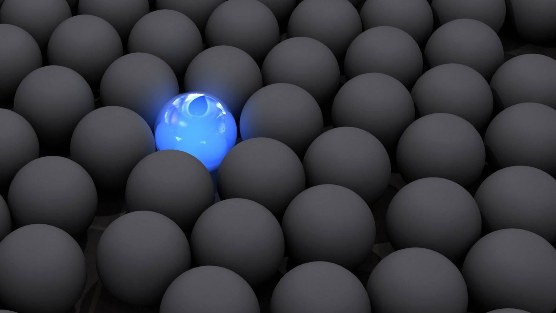 在數碼抽象圖案中，一個發光的藍色球體被灰色球體包圍。