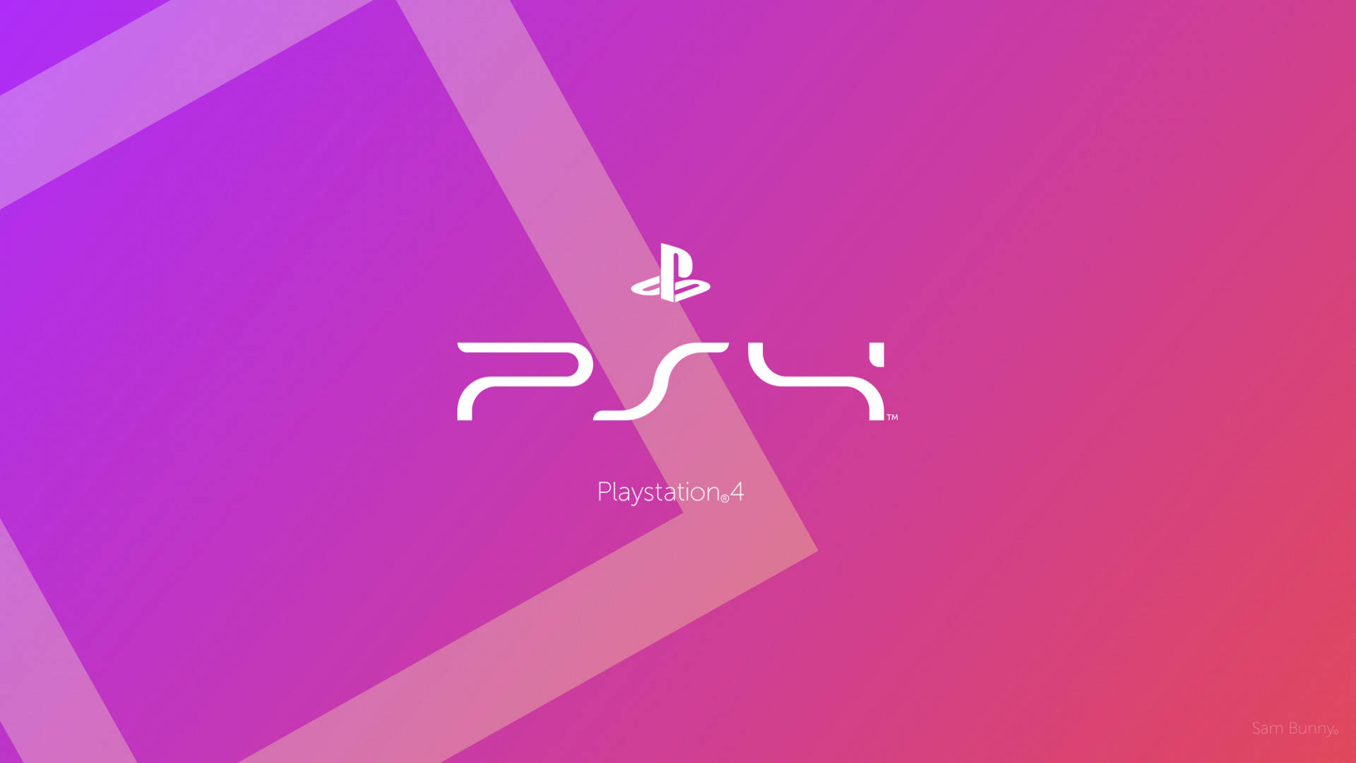 PlayStation 4 標誌在紫色粉紅色漸變上帶有幾何形狀。