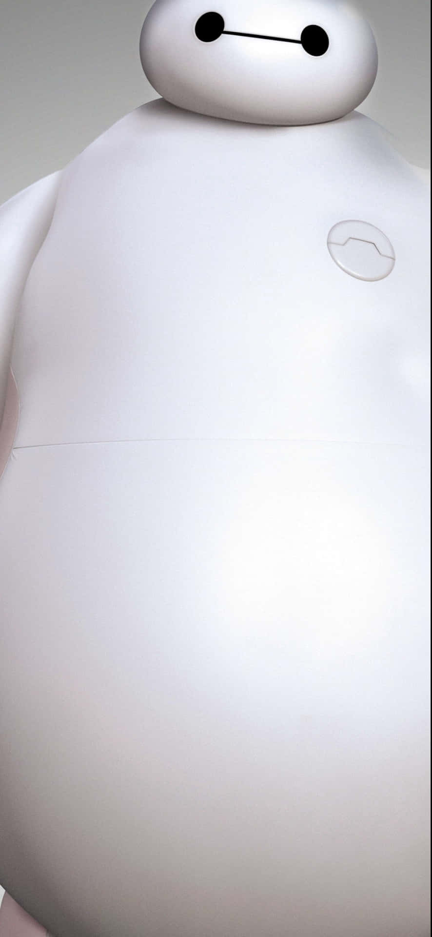 大英雄聯盟中白色充氣機械人Baymax的特寫。