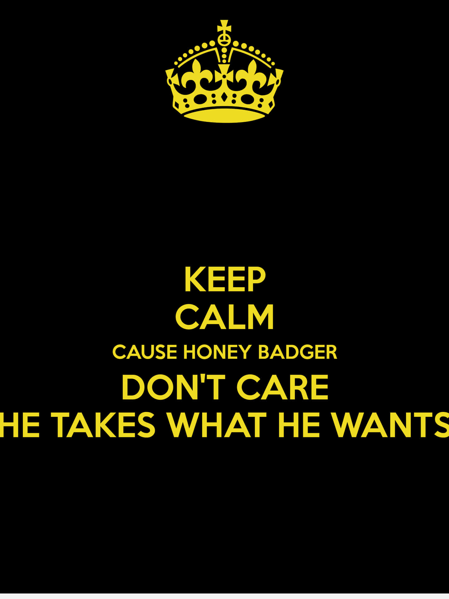Keep calm honey badger don't care he takes what he wants 帶皇冠海報