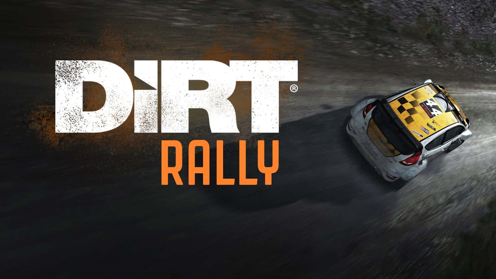 拉力賽車在泥濘地形上比賽，遊戲標題 Dirt Rally 顯示。