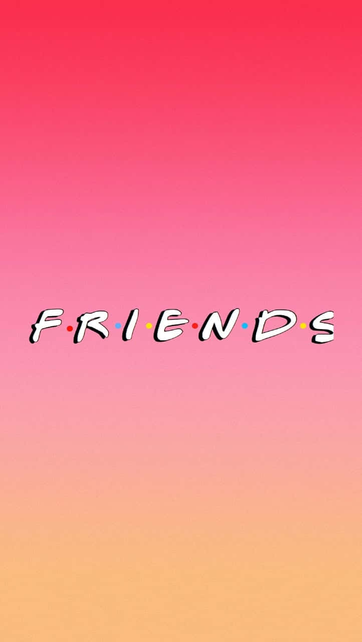 Friends 電視節目標誌在粉紅橙色漸變背景上。