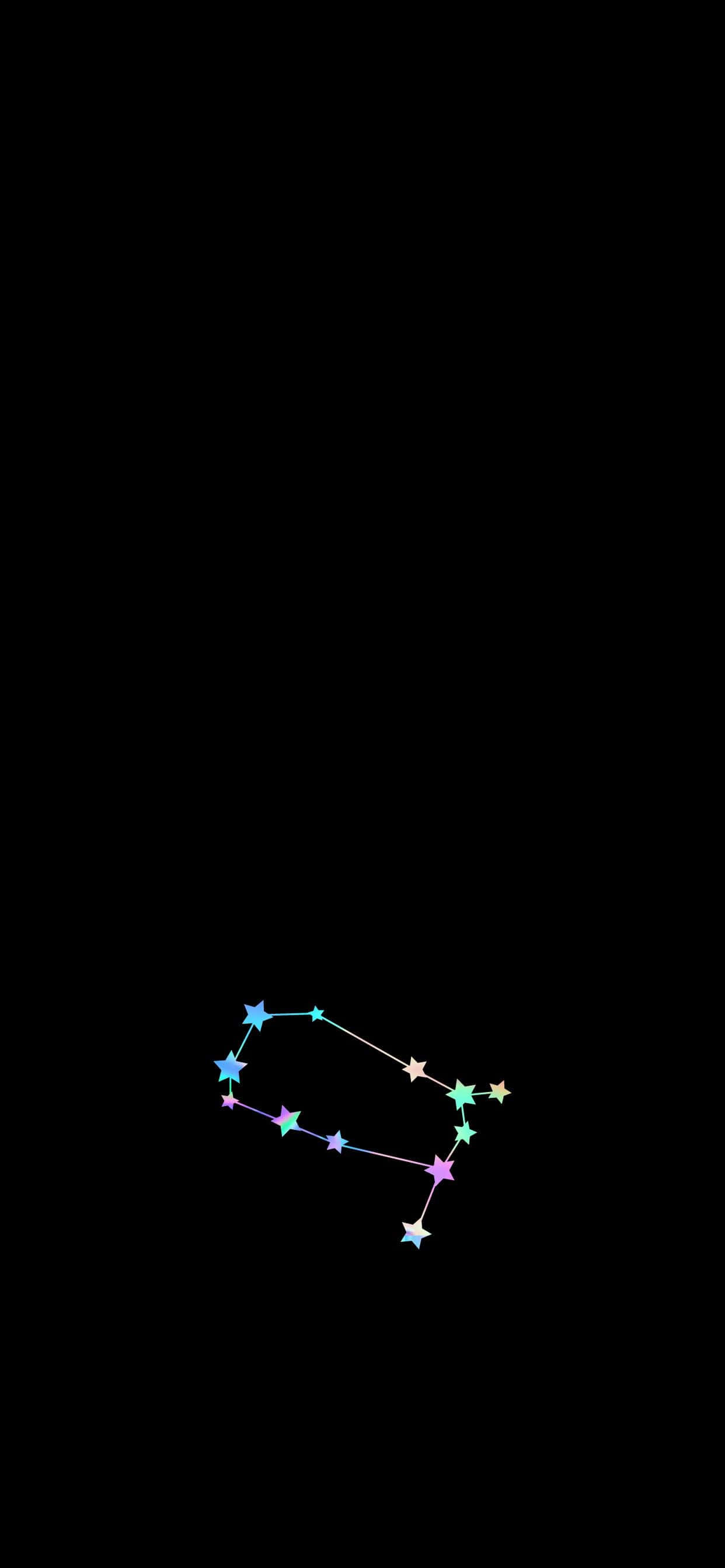 最新最強 — 天蠍座 iPhone 壁紙 — 一個發光的彩色星座輪廓漂浮在深黑色背景上。