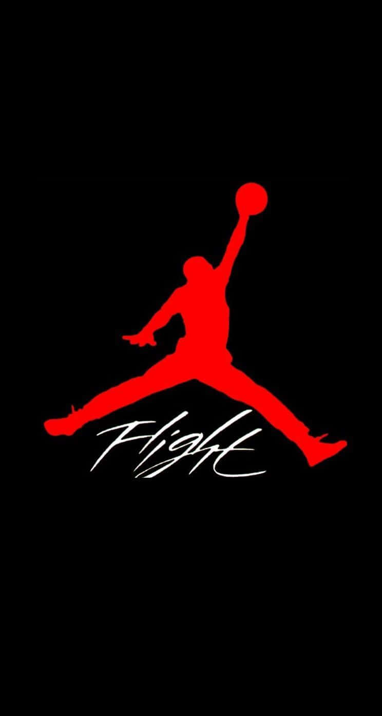 黑色背景上帶有「Flight」文字的紅色Jumpman標誌