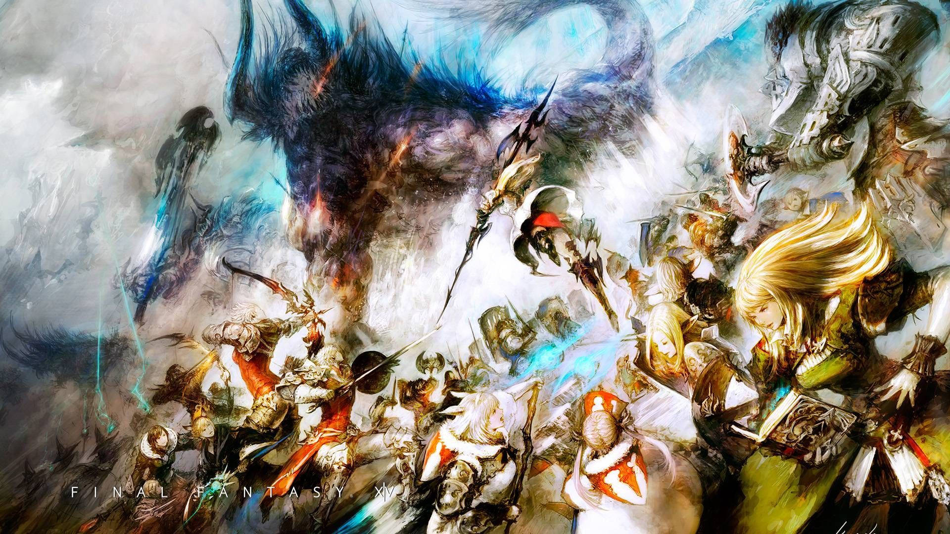奇幻戰士與巨型藍龍在一場混亂的魔法戰鬥中交鋒。