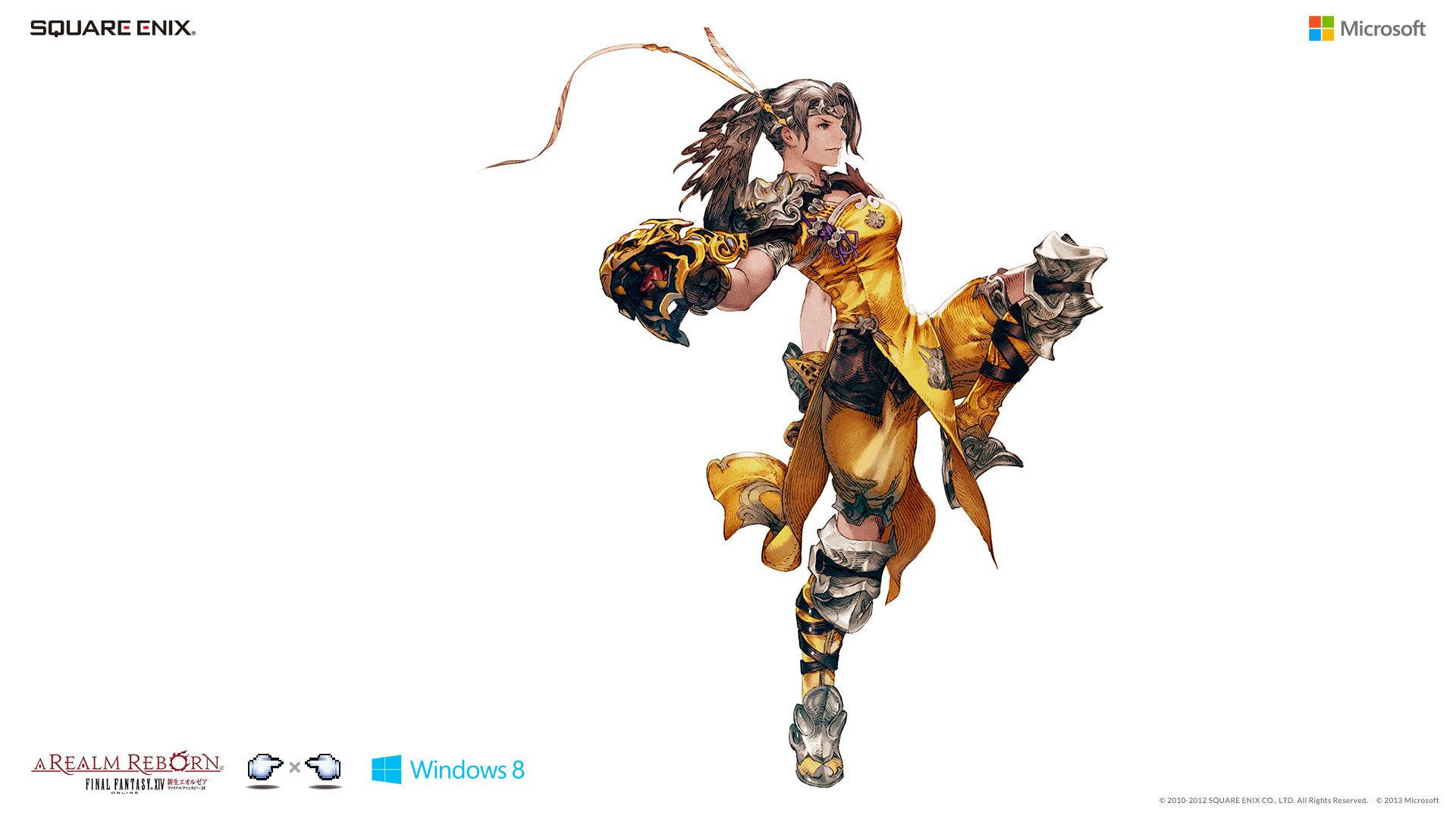 動漫風格女戰士身穿金色盔甲拔劍躍起。