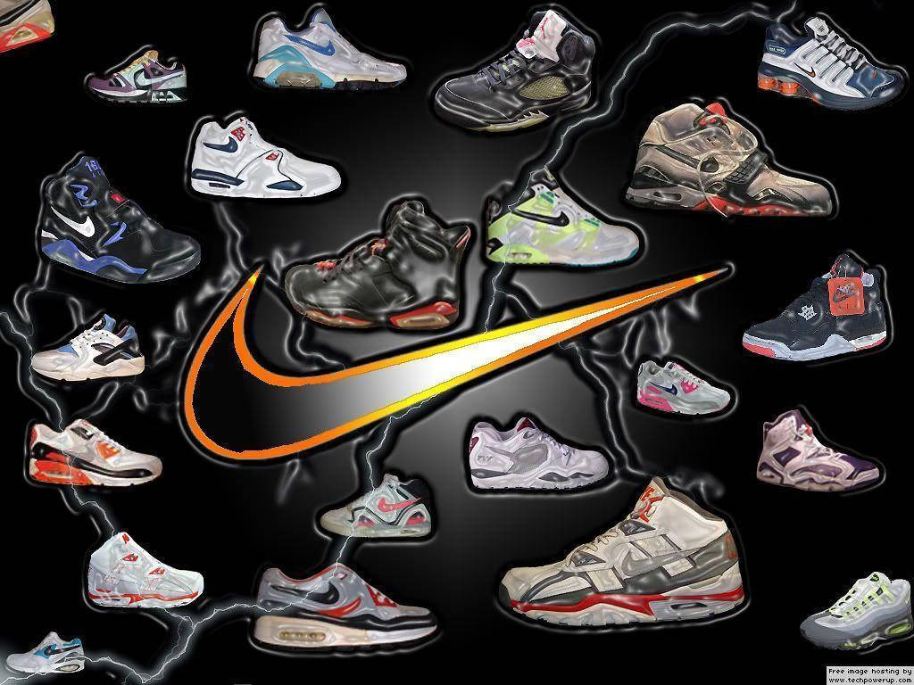 Nike運動鞋圍繞發光swoosh和閃電的集合。