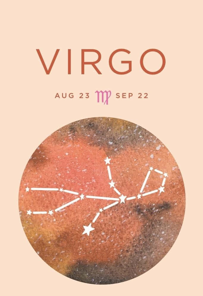 水彩風格的處女座星座及日期範圍。