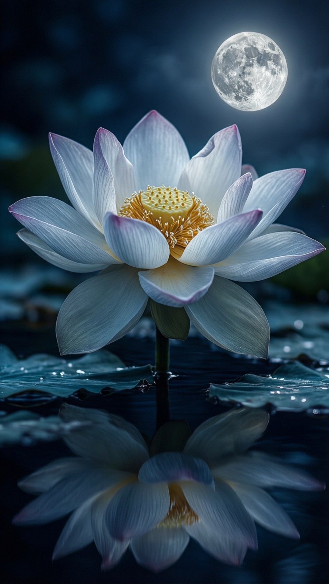 月下蓮花 壁紙
