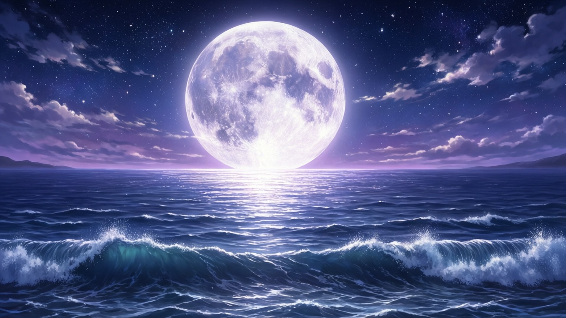 月光下的海洋 壁紙