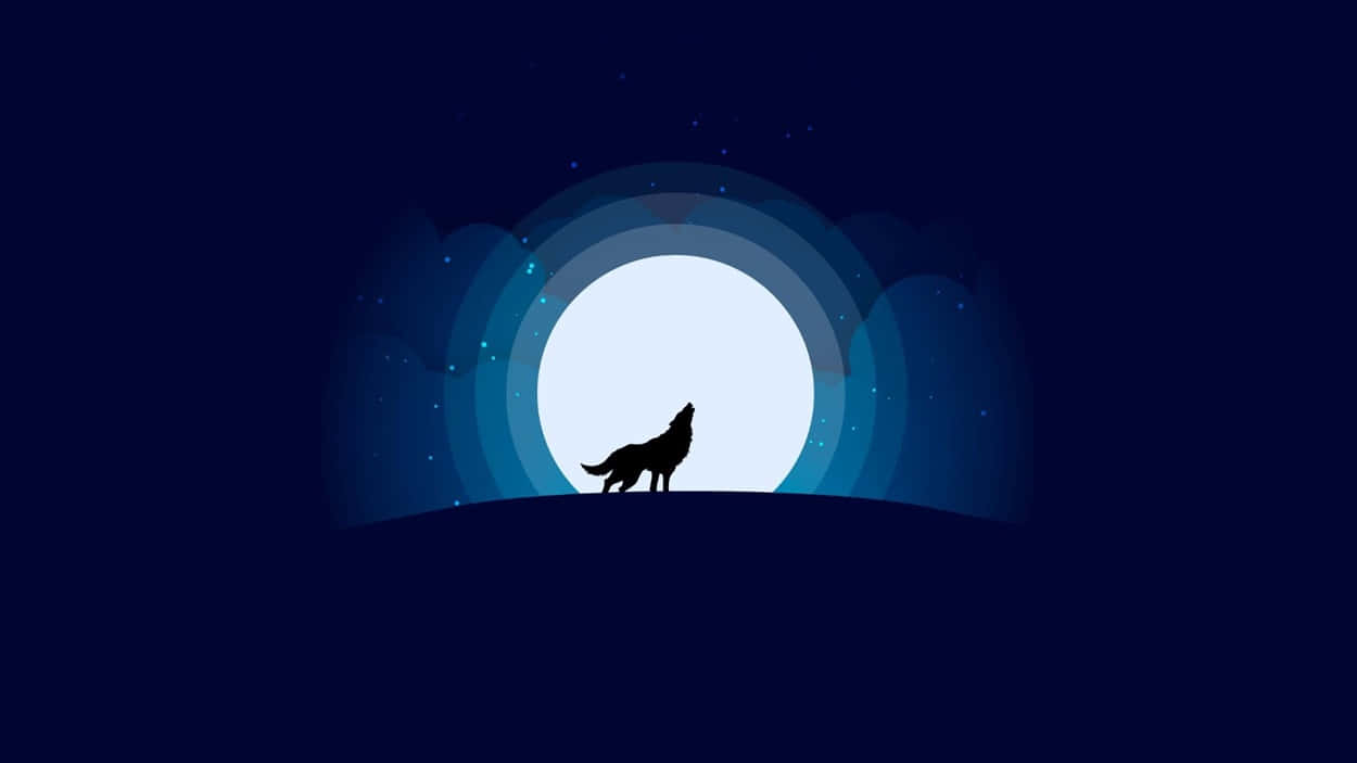 狼在星空下對著滿月嚎叫