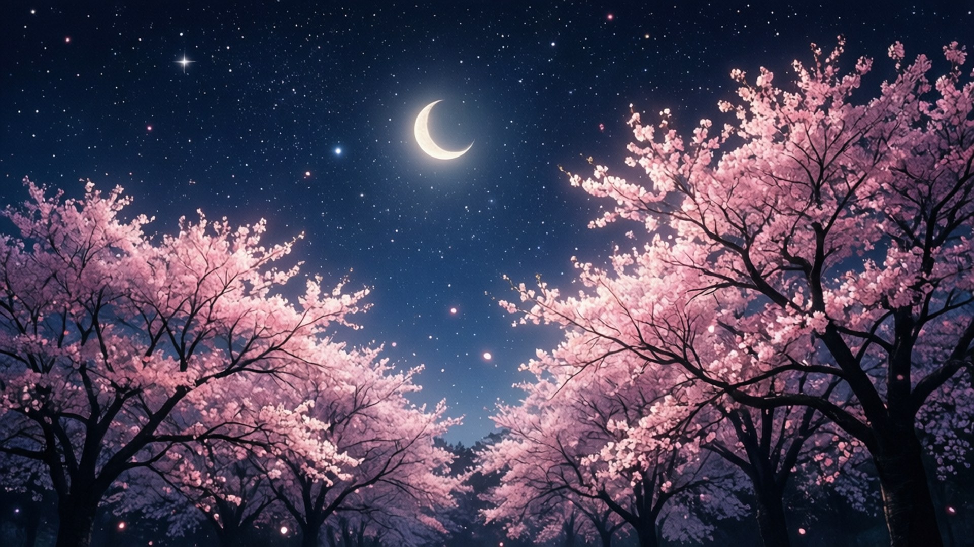月夜櫻花 壁紙