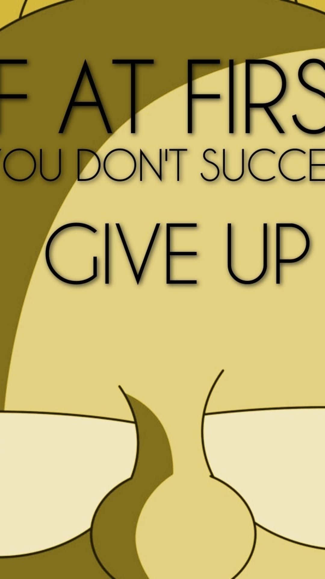 閉著眼睛的卡通臉，帶有「Give Up」文字的勵志壁紙。