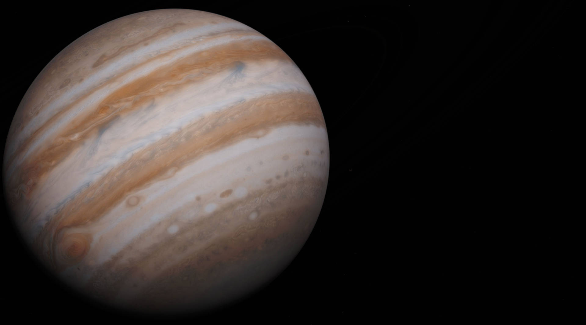 木星在太空中帶有米色、白色和啡色的漩渦帶