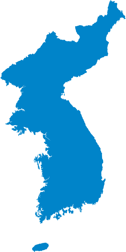 朝鮮半島輪廓地圖 壁紙 — 黑色背景上朝鮮半島的純藍色剪影。