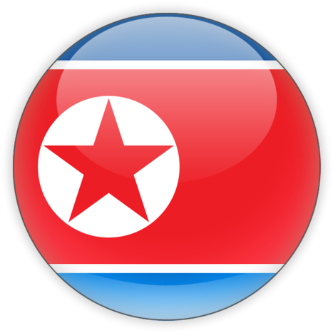 朝鮮民主主義人民共和國國旗按鈕圖標 壁紙 — 一個光滑的圓形按鈕，顯示北韓國旗，帶有紅星、白色圓圈和藍紅條紋。