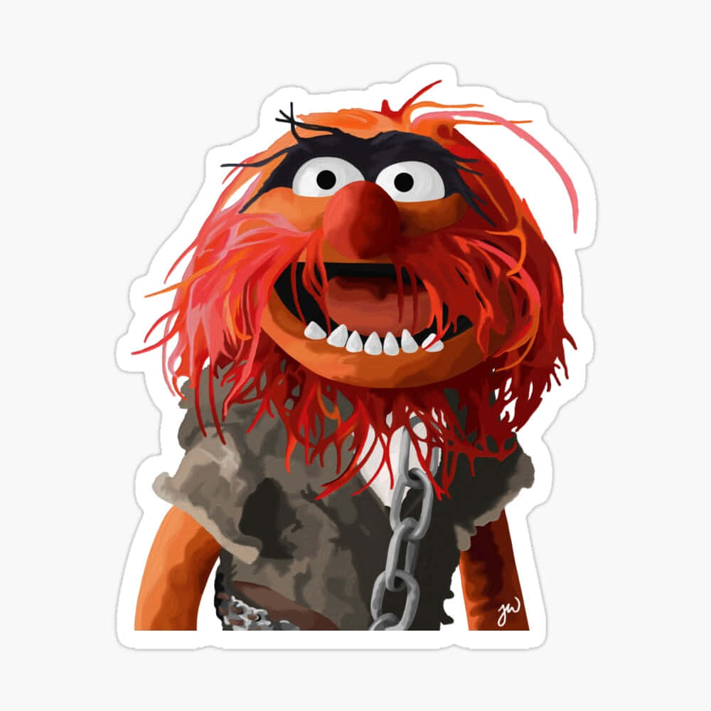 Muppet角色Animal，紅髮和頸鏈。