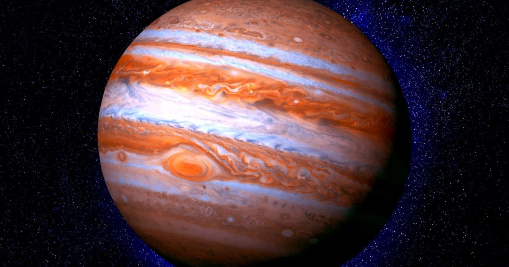 太空中帶有旋轉橙色、白色和棕色條紋的木星 — 木星 GIF 壁紙