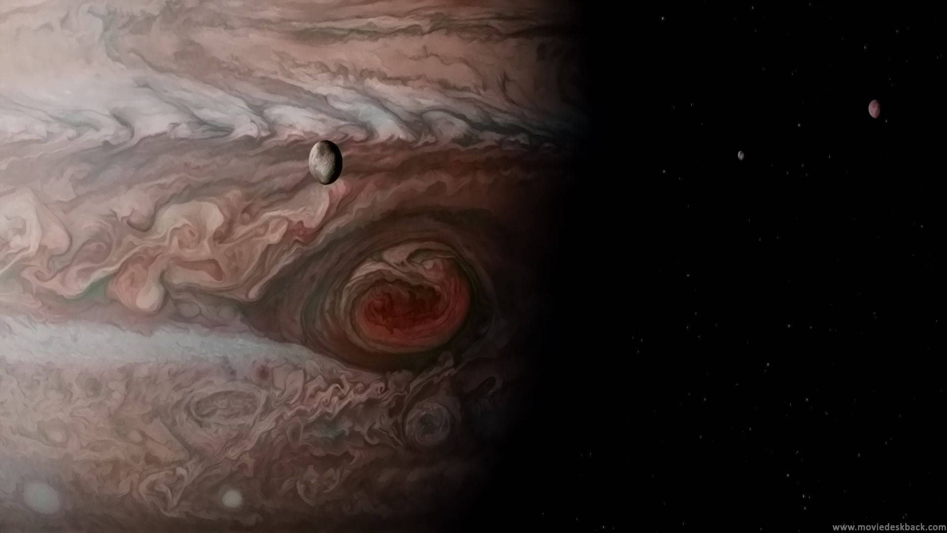 深空中的木星及其衛星和風暴