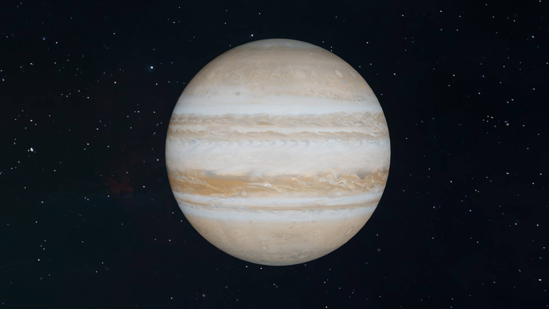 木星行星，帶有旋轉條紋，背景為星空