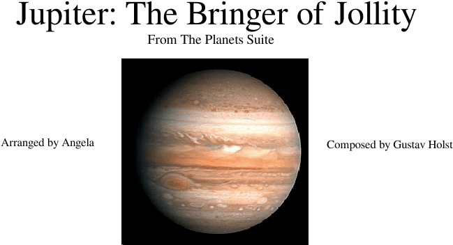 木星歡樂使者行星組曲 壁紙 — 木星懸掛在深空中，展示出橙色、米色和白色雲層的漩渦帶，背景是黑色虛空。