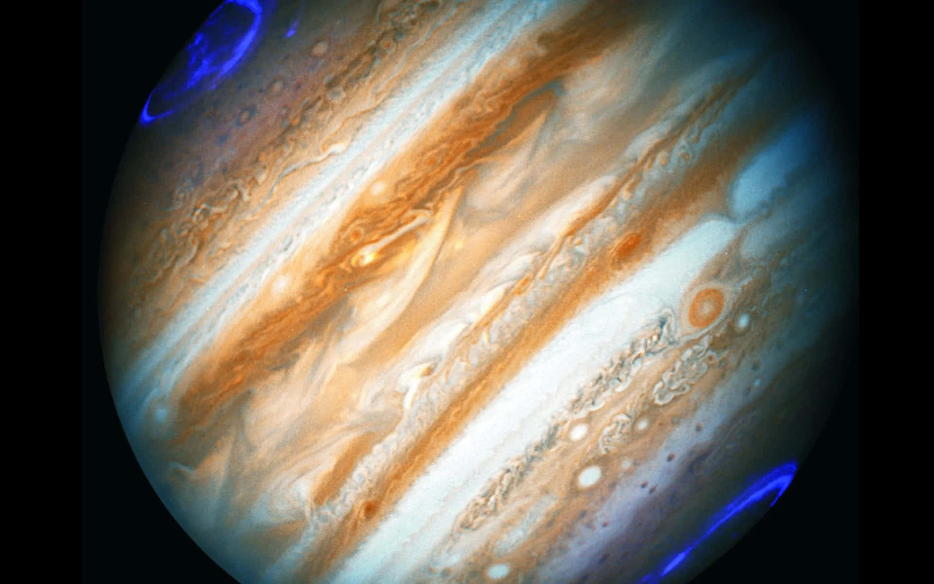 木星旋轉的風暴和太空中的彩色帶 — 木星 GIF 壁紙