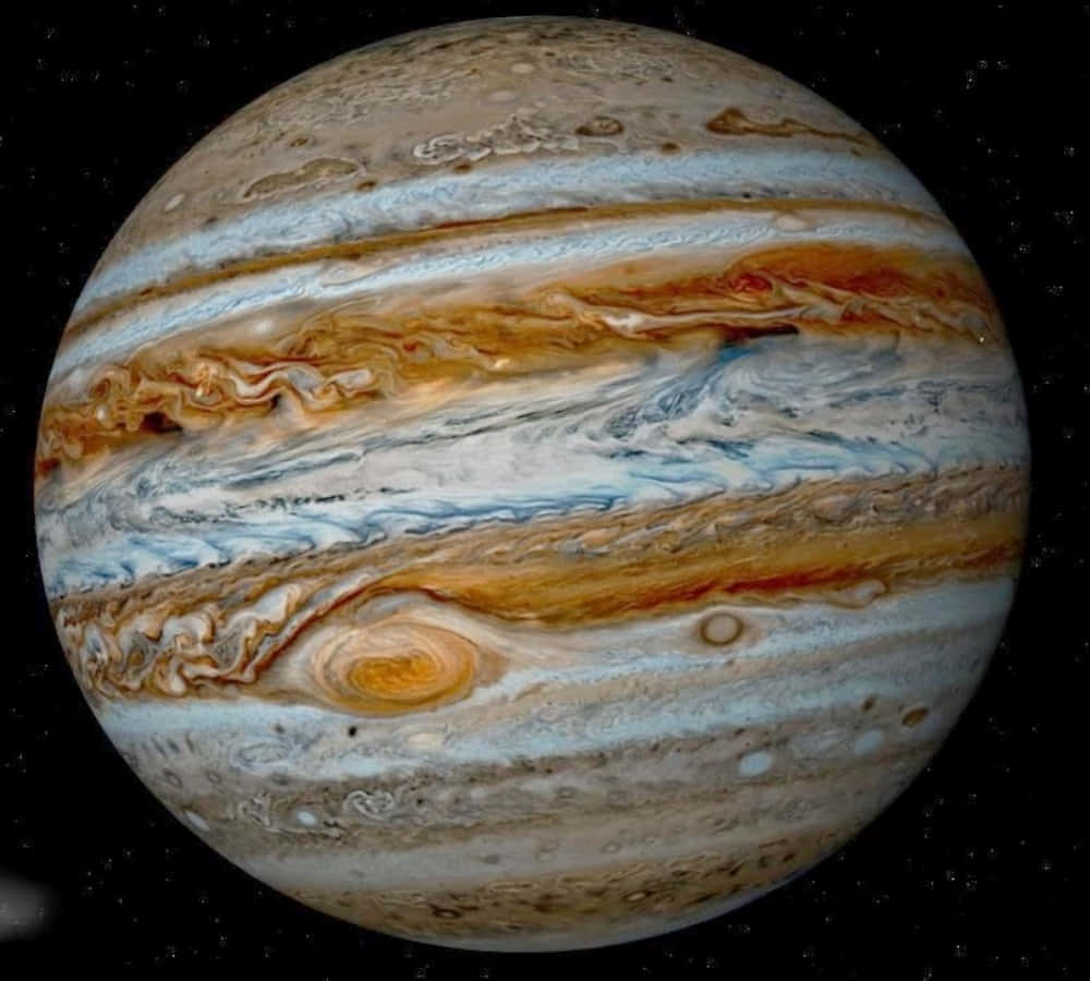 木星帶有漩渦雲帶和大紅斑，背景是星空。 — 木星 GIF 壁紙
