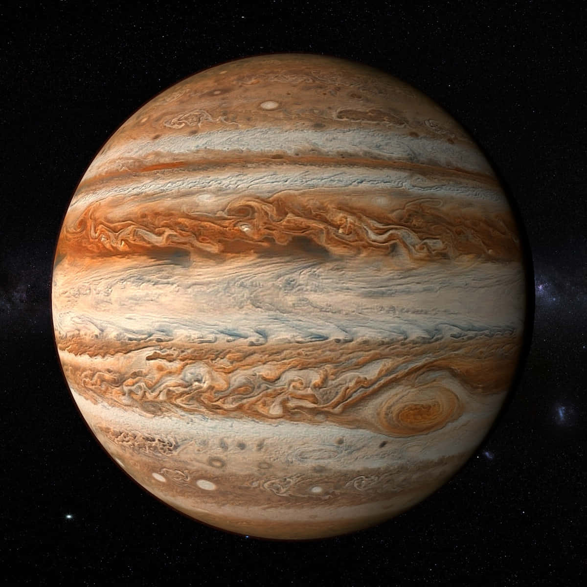 木星帶有旋轉的雲帶和背景中的星星。 — 木星 GIF 壁紙