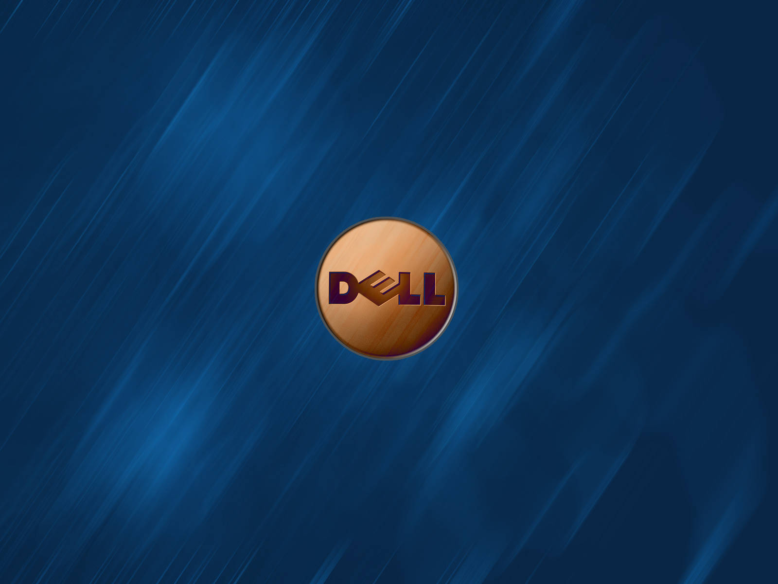 藍色條紋背景上的 Dell 標誌