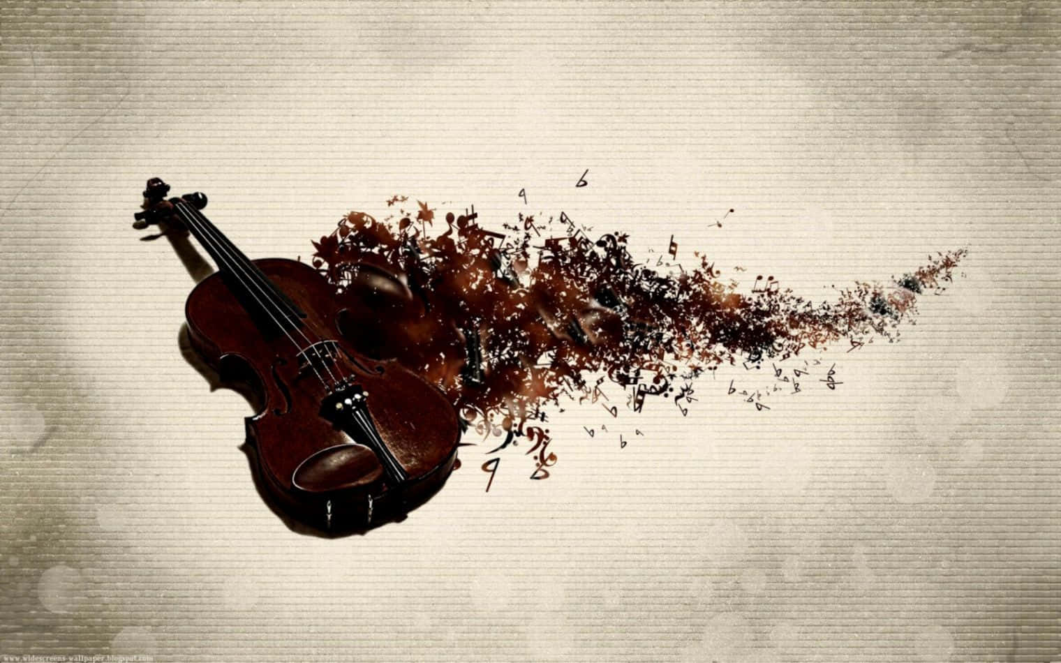 小提琴在紋理紙背景上爆炸成音符