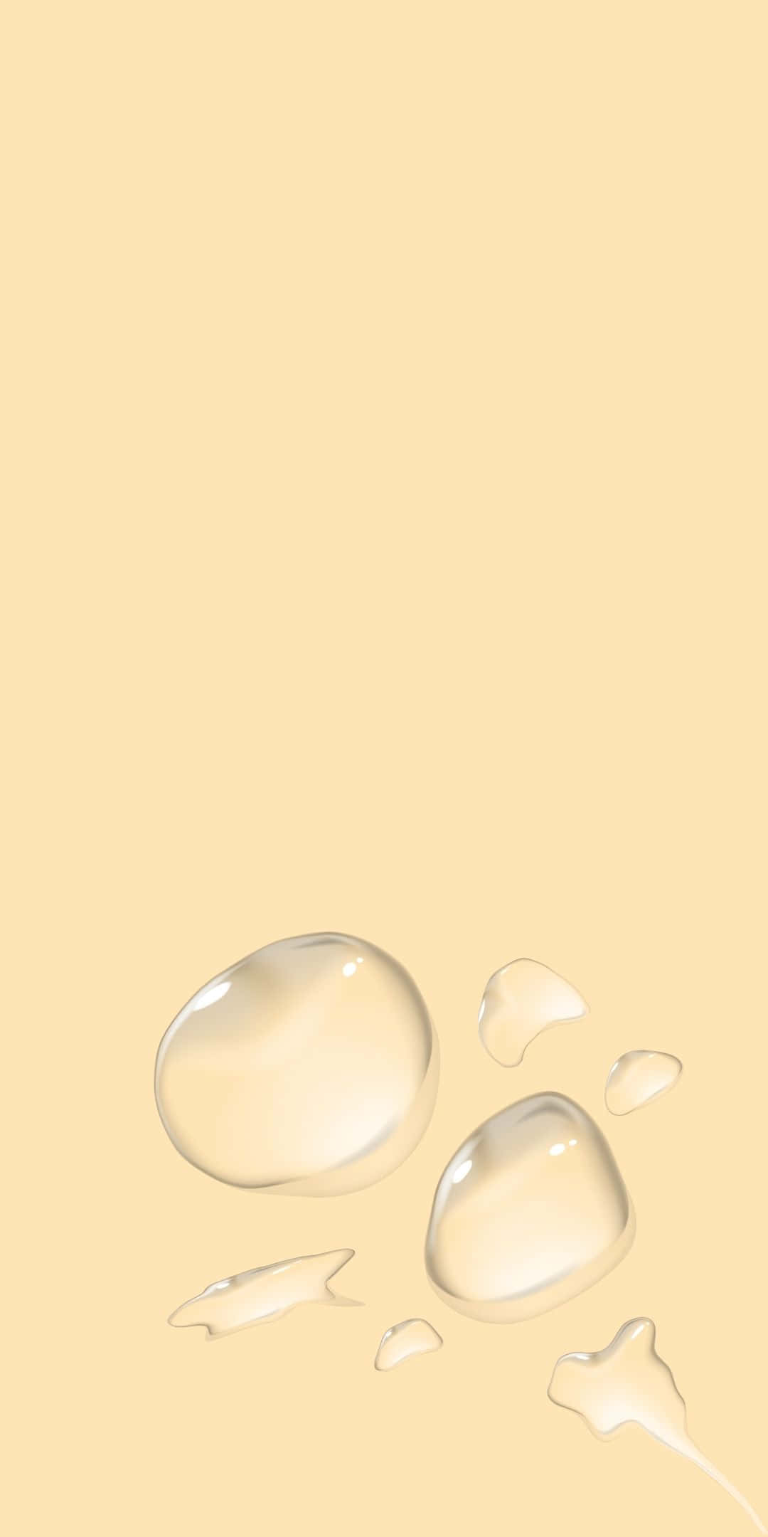 未來就是酷 壁紙 — 有光澤的水滴和水花停留在柔軟的米色背景上，帶有細微的高光。