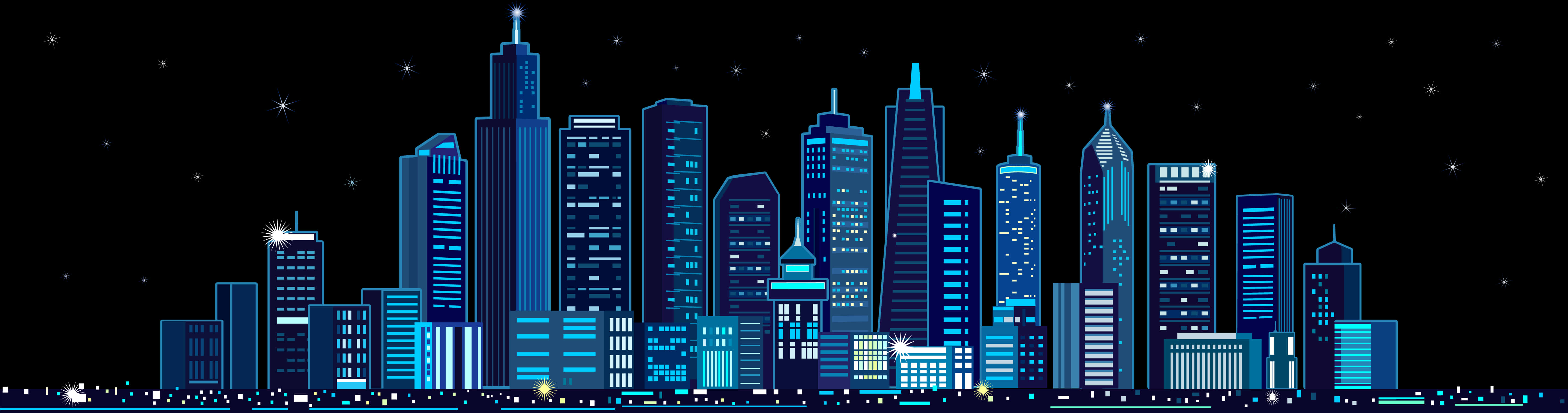 未來都市夜景天際線 壁紙