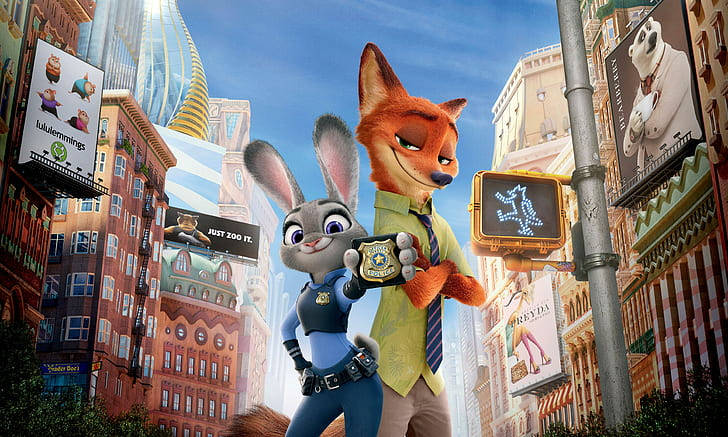 來自 Zootopia 的 Judy 和 Nick 在充滿活力的城市中扮演警察。