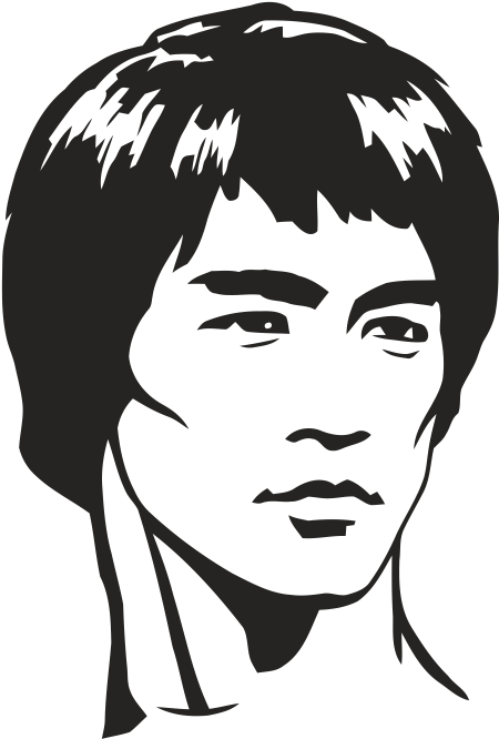 李小龍經典塗鴉風格肖像 壁紙 — 一幅鮮明的黑白風格化肖像，描繪短髮閉眼的人物，以極簡線條藝術呈現。