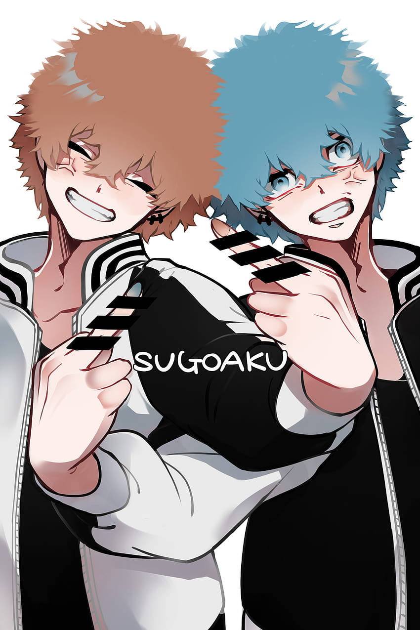 兩個頭髮尖尖的動漫男孩手持寫有SUGOAKU的場記板。
