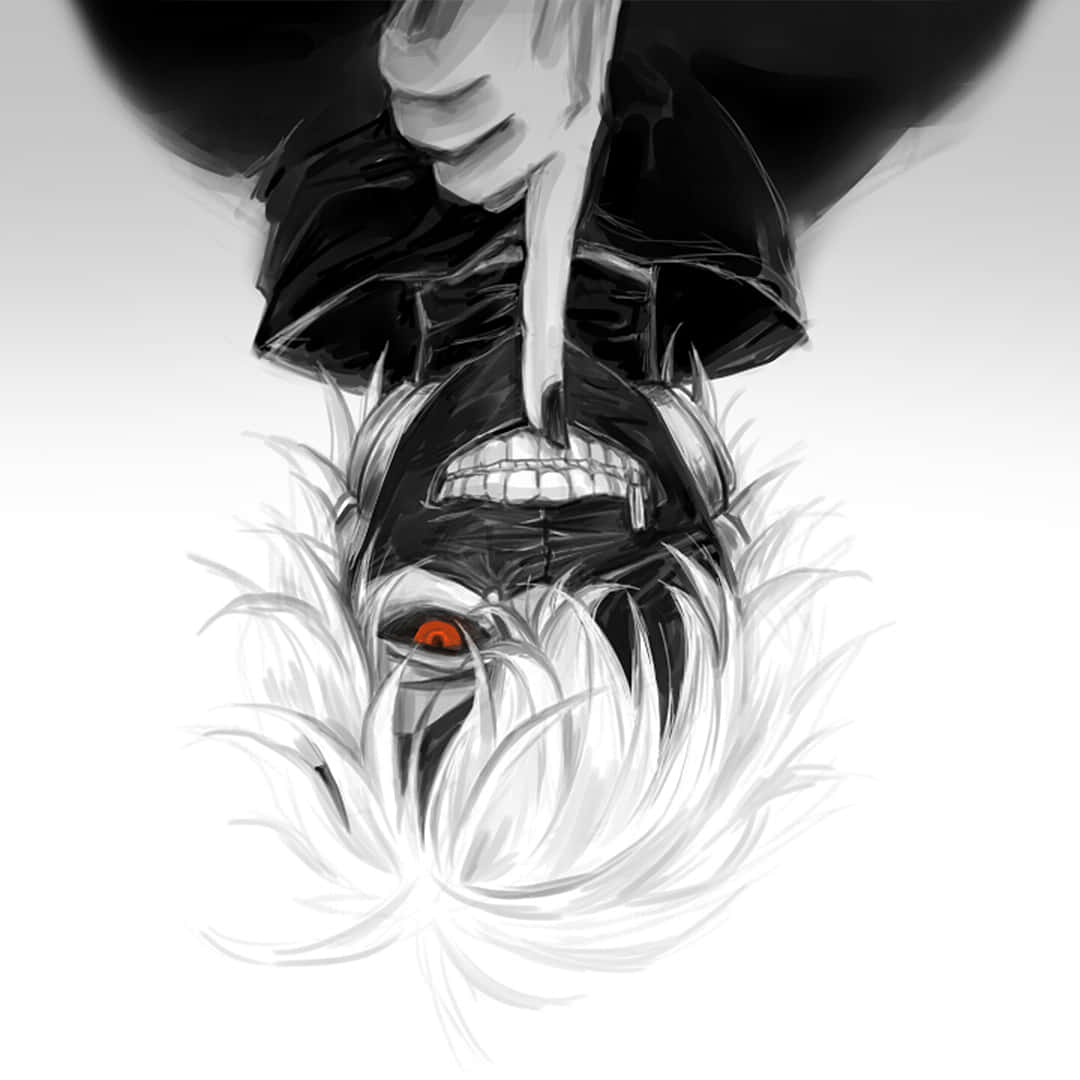 東京喰種 Kaneki 倒掛黑白色頭像