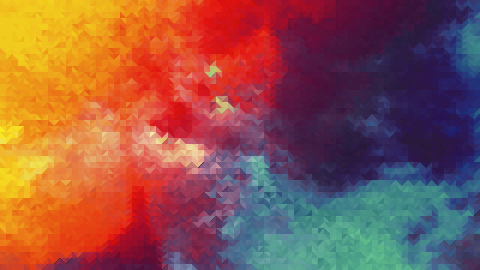 抽象數位藝術作品，帶有從橙色到藍色的彩色像素漸變。