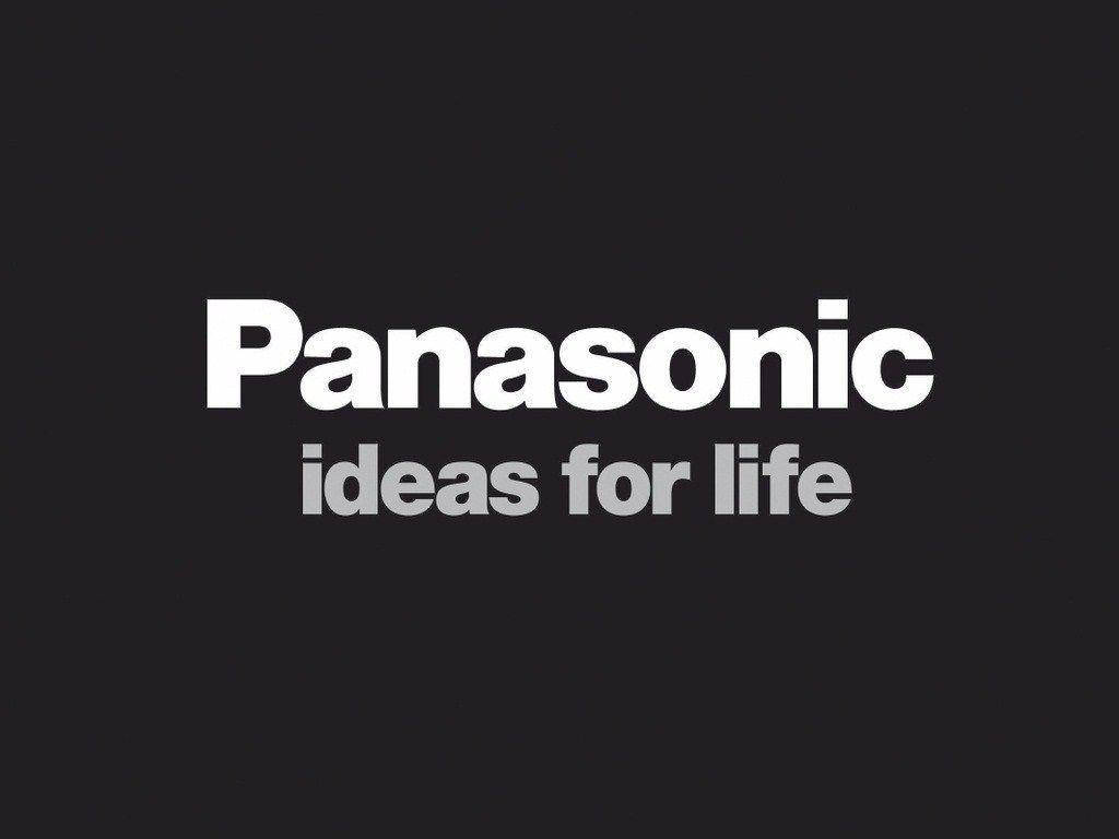 黑色背景上帶有ideas for life標語的Panasonic標誌