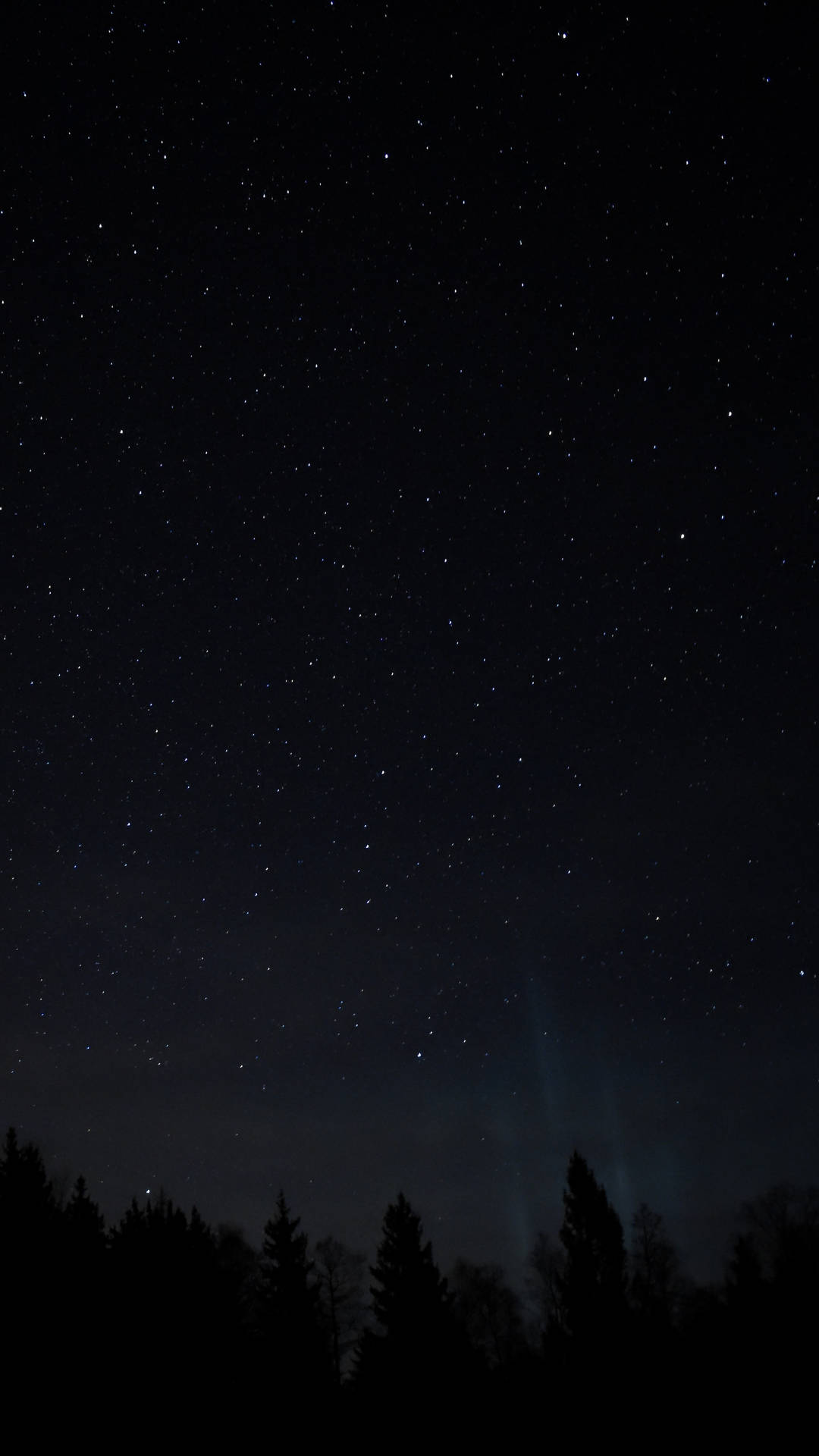 北極光在星空下的夜晚森林上空閃耀。