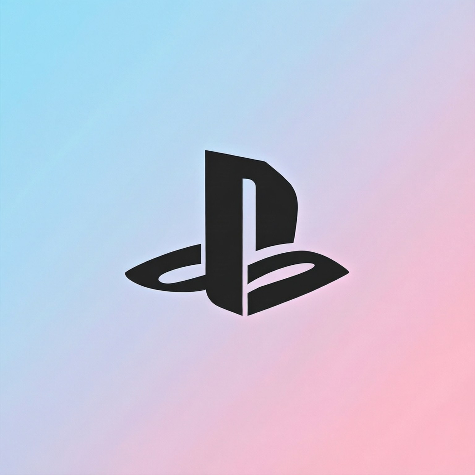 PlayStation標誌在藍色到粉紅色的漸變背景上。