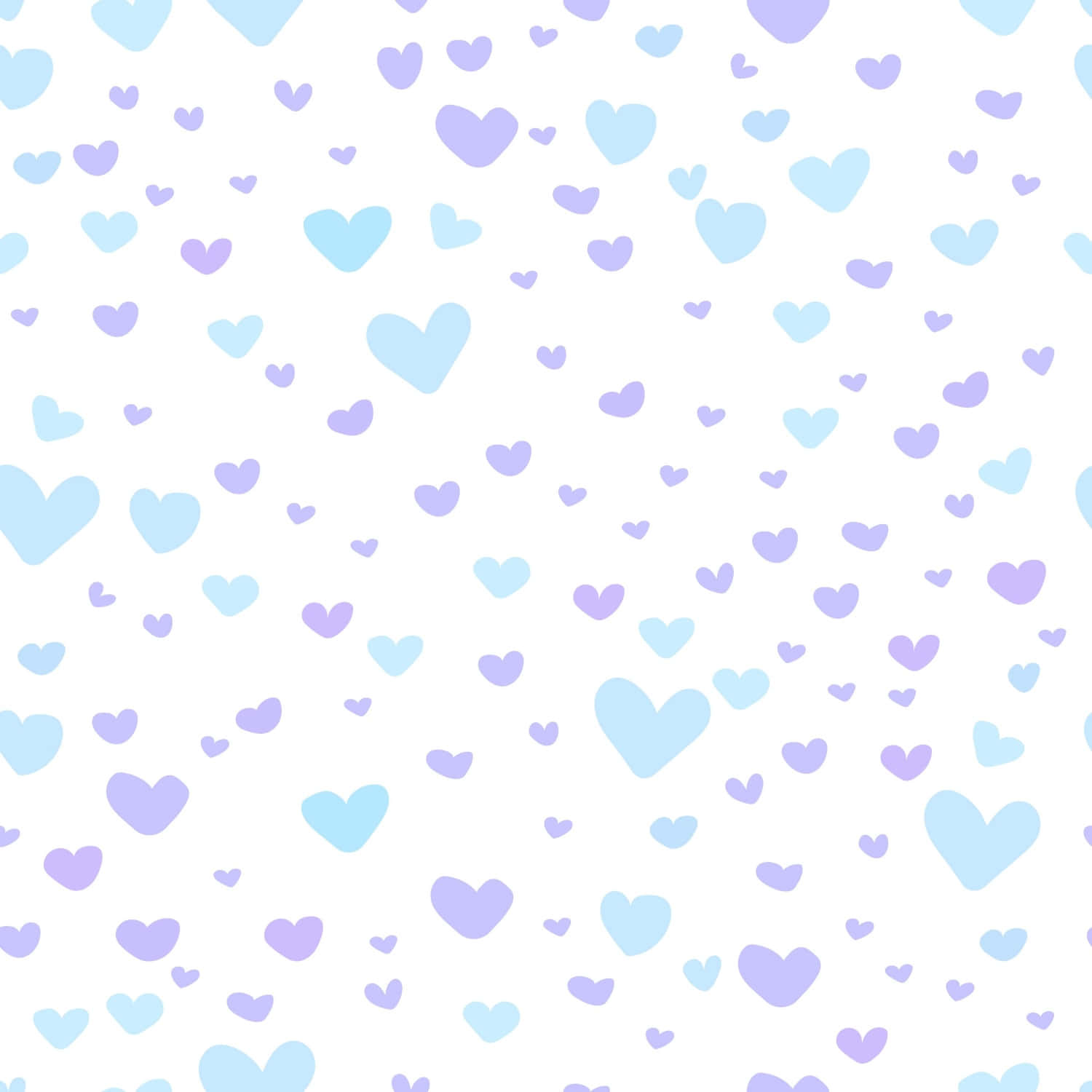 Heart Pattern 桌布 壁紙 — 柔和嘅圖案，散落嘅粉藍色同薰衣草色心形喺乾淨嘅白色背景上。
